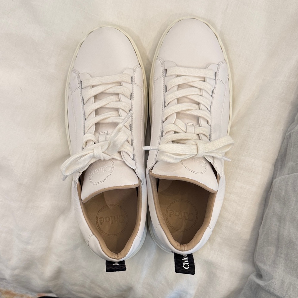 Chloe Cream Lace-Up Sneakers